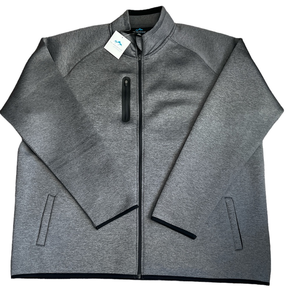 Tri-Mountain Men's Charcoal Gray Mid-Weight Full Zip‎ Performance Jacket 4XL NWT